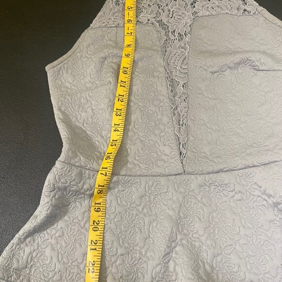 Women's Grey Halter Neck Peplum Top with Lace, Size Medium - Picture 3 of 5
